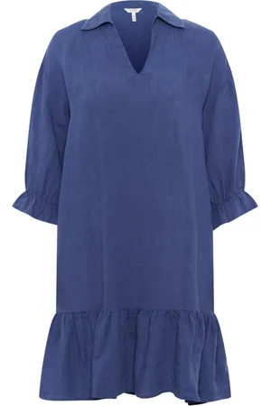 Part Two Femme, Robes, Bleu, Taille: 50 FR Robe Féminine avec Ourlet à Volants
