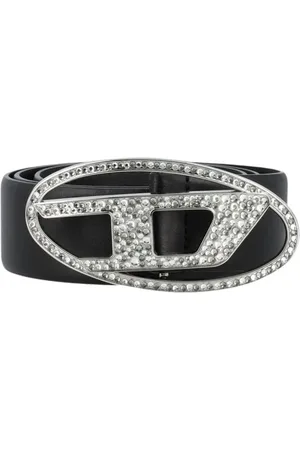 Diesel Femme, Accessoires, Noir, Taille: 85 CM Ceinture en Cuir avec Boucle en Cristal