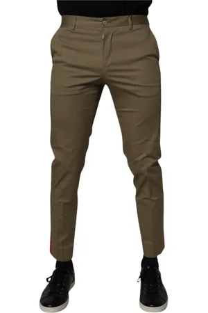 Dolce & Gabbana Homme, Pantalons, Vert, Taille: S Pantalon Fuselé Kaki Foncé
