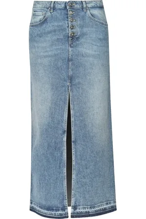 Dondup Femme, Jupes, Bleu, Taille: W28 Jupe longue en denim avec ourlet effiloché