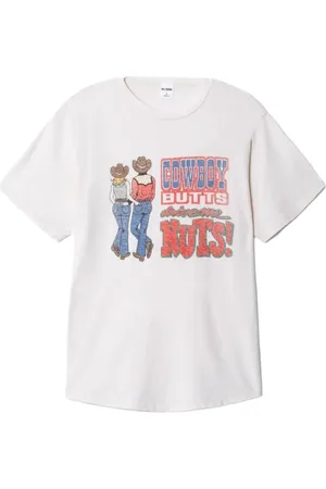 RE/DONE Femme, Tops, Blanc, Taille: 36 FR T-shirt Vintage Cowboy Butts pour femmes