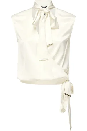 Guess Femme, Blouses et Chemises, Blanc, Taille: 40 FR Chemise blanche avec manches bouffantes et nœuds
