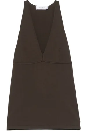 Max Mara Femme, Tops, Brun, Taille: 38 FR Haut sans manches marron cèdre col en V