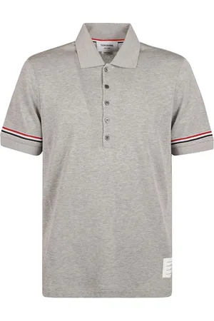 Thom Browne Homme, Tops, Gris, Taille: M Polo en coton T-shirt