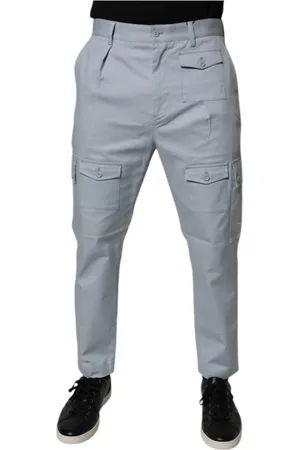Dolce & Gabbana Homme, Pantalons, Bleu, Taille: M Pantalon Cargo Fuselé Bleu avec Fermeture Éclair
