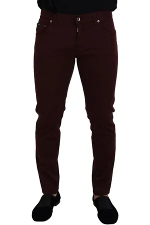 Dolce & Gabbana Homme, Jeans, Rouge, Taille: L Jean Slim en Coton Bordeaux