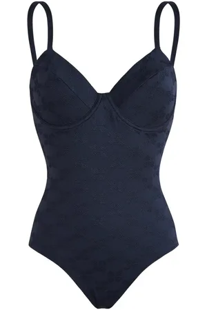 Vilebrequin Femme, Maillots de bain, Bleu, Taille: 44 FR Maillot de bain une pièce à armatures Turtle Monogram Jacquard