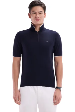 Eden Park Homme, Pulls, Multicolore, Taille: XL Pull col polo en coton biologique et cachemire marine coupe droite