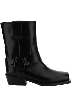 VALENTINO GARAVANI Femme, Chaussures, Noir, Taille: 38 EU Bottes de motard en cuir avec sangles