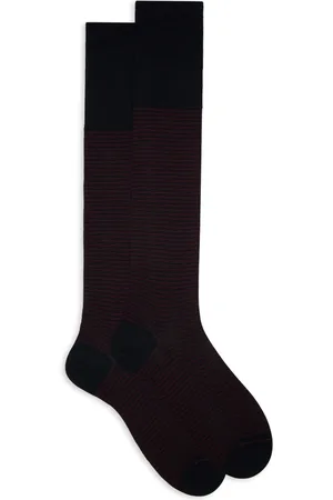Gallo Homme, Sous-vêtements, Multicolore, Taille: M Chaussettes longues en coton pour hommes bleu/bordeaux rayures windsor