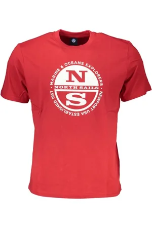 North Sails Homme, Tops, Rouge, Taille: 2XL T-shirt en coton rouge avec logo imprimé
