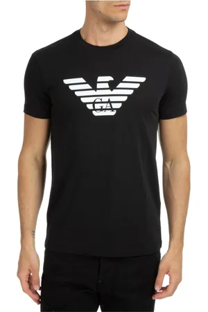 Emporio Armani Homme, Tops, Noir, Taille: L T-shirt à Logo Imprimé