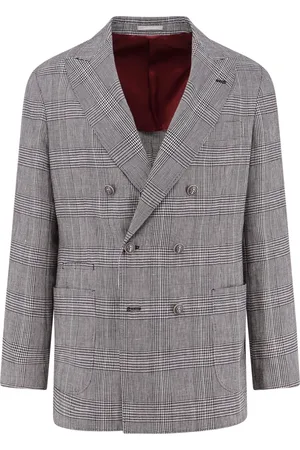Brunello Cucinelli Homme, Vestes, Noir, Taille: XL Veste Blazer en Coton Lin Noir