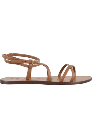 MANEBI Femme, Chaussures, Brun, Taille: 39 EU Sandales croisées en cuir Cuoio