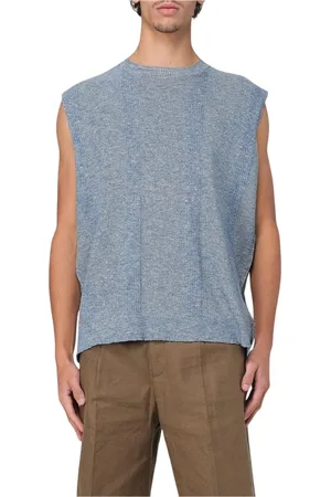 Maison Margiela Homme, Pulls, Bleu, Taille: S Gilet Bleu Tricoté Style Décontracté