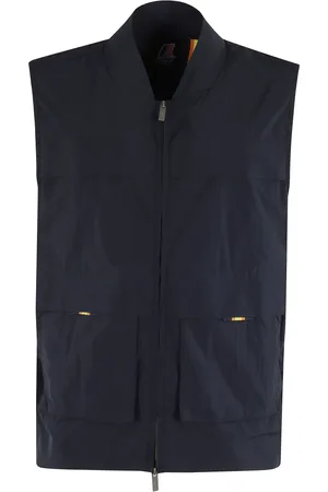 K-Way Homme, Vestes, Bleu, Taille: L Gilet Bleu en Nylon avec Fermeture Éclair