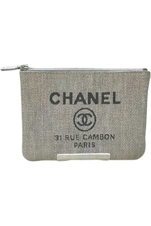CHANEL Femme, Pre-owned, Gris, Taille: ONE Size Pre-owned Toile pochettes-minaudieres