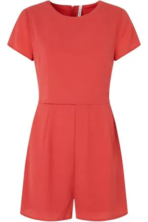 Pepe Jeans Femme, Combinaisons et Ensembles, Rouge, Taille: 42 FR Combinaison corail à manches courtes design élégant