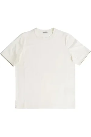 Moncler Homme, Tops, Blanc, Taille: XL T-shirt ample blanc avec bordure en daim