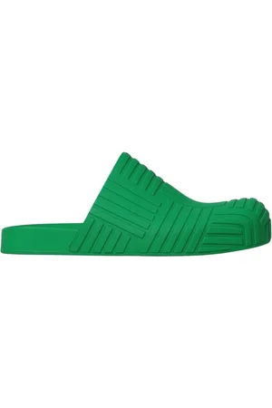 Bottega Veneta Homme, Chaussures, Vert, Taille: 42 EU Mules en Caoutchouc Vertes Motif Intrecciato