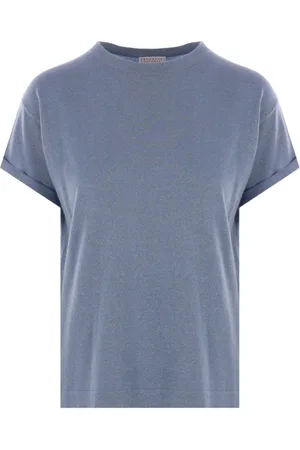 Brunello Cucinelli Femme, Tops, Bleu, Taille: 36 FR Pull avec détails pailletés
