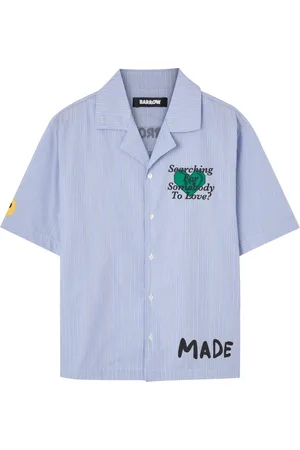 BARROW Homme, Chemises, Bleu, Taille: M Chemise à rayures avec impression