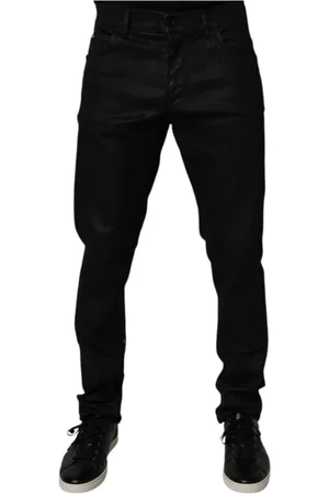Dolce & Gabbana Homme, Jeans, Noir, Taille: M Jean Denim Skinny Noir avec Détails Logo