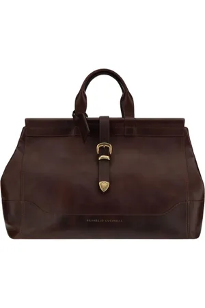 Brunello Cucinelli Homme, Sacs, Brun, Taille: ONE Size Sac en Cuir de Luxe Homme Finition Élégante