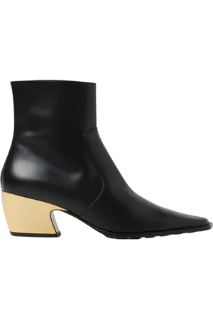 Bottega Veneta Femme, Chaussures, Noir, Taille: 37 EU Bottines en Cuir Noir Talon Or