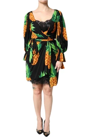 Dolce & Gabbana Femme, Robes, Multicolore, Taille: 36 FR Robe portefeuille à imprimé d