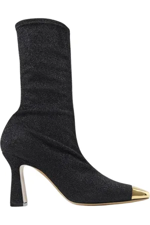 Maria Luca Femme, Chaussures, Noir, Taille: 36 EU Bottes de Cheville à Bout en Or Pailleté