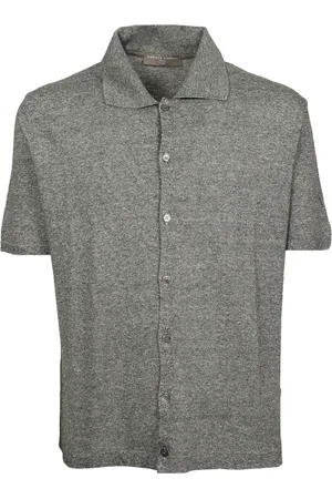 Daniele Fiesoli Homme, Chemises, Gris, Taille: XL Chemise en lin et coton à manches courtes