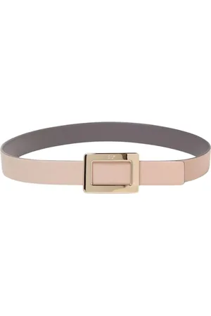 Roger Vivier Femme, Accessoires, Gris, Taille: 75 CM Ceinture en Cuir avec Boucle Dorée Style Élégant
