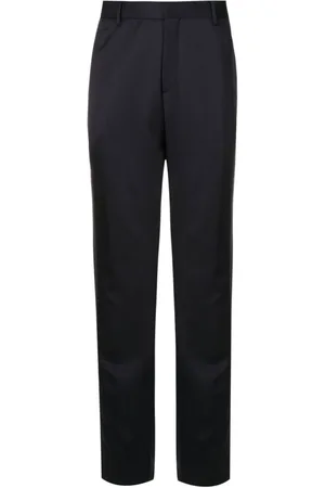 HUGO BOSS Homme, Pantalons, Bleu, Taille: L Pantalon Slim Bleu en Laine avec Pli Marqué