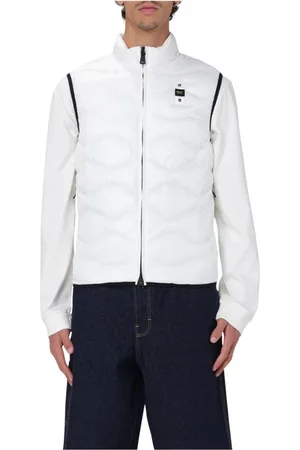 Blauer Homme, Vestes, Blanc, Taille: L Veste Blanche Légère à Fermeture Éclair Homme