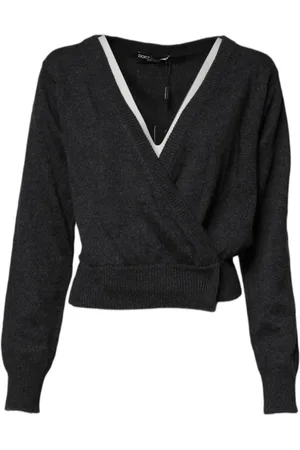 Dolce & Gabbana Femme, Pulls, Gris, Taille: 36 FR Pull Luxueux en Cachemire à Col en V