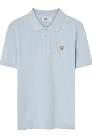 Maison Kitsuné Homme, Tops, Bleu, Taille: L Polo avec logo brodé et T-shirts