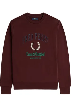 Fred Perry Homme, Sweatshirts et sweats à capuche, Rouge, Taille: S SweaT-shirt Champion Brodé