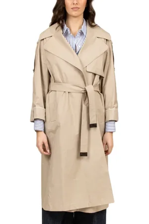 Max Mara Femme, Manteaux, , Taille: 40 FR Imperméable long en twill avec large revers