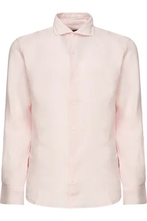 FEDELI Homme, Chemises, Rose, Taille: M Chemises Manches Longues Garment Dyed Greige