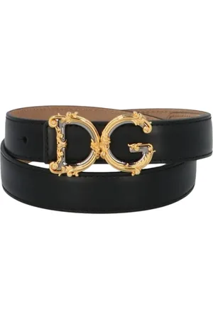 Dolce & Gabbana Femme, Accessoires, Noir, Taille: 85 CM Ceinture en cuir noir avec boucle DG