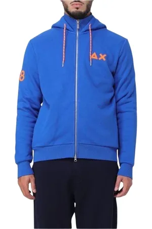 sun68 Homme, Sweatshirts et sweats à capuche, Bleu, Taille: S Sweat à Capuche Logo Coton Zip
