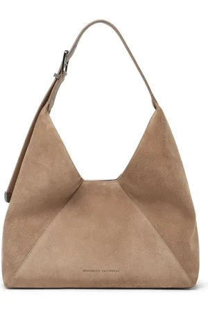 Brunello Cucinelli Femme, Sacs, , Taille: ONE Size Sac à Bandoulière en Daim Marron Tabac