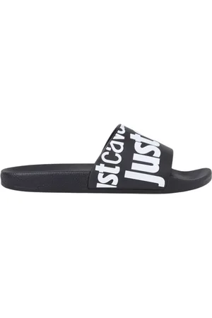 Roberto Cavalli Homme, Chaussures, Noir, Taille: 44 EU Logo Print Sandales Noires