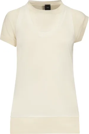 Pinko Femme, Pulls, Blanc, Taille: 40 FR Pull en Coton Blanc Crepe