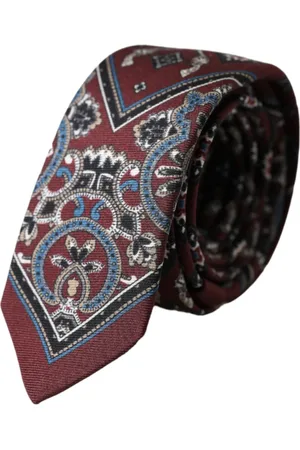 Dolce & Gabbana Unisex, Accessoires, Multicolore, Taille: ONE Size Cravate Homme en Soie Imprimée Bordeaux
