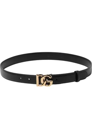Dolce & Gabbana Femme, Accessoires, Noir, Taille: 75 CM Ceinture en cuir noir avec logo DG
