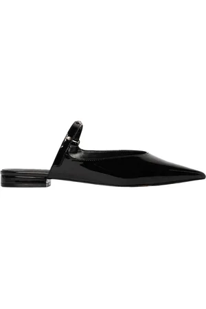 Roberto Cavalli Femme, Chaussures, Noir, Taille: 38 EU Sandales plates en cuir noir avec boucle