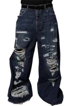 Dolce & Gabbana Homme, Jeans, Bleu, Taille: L Logo Details Wide Leg Denim Jeans