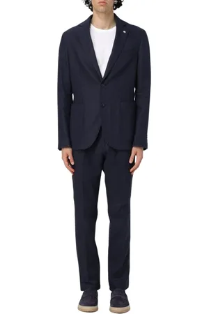 Manuel Ritz Homme, Costumes, Bleu, Taille: 2XL Ensemble Deux Pièces en Lin Beige
